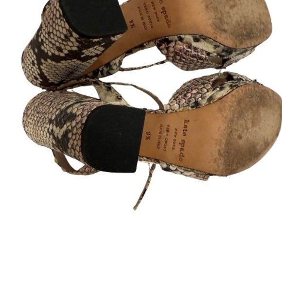 Kate Spade Rhinestone Sandal Heels 9.5 Snakeskin Leather Ankle Strap Statement - Picture 12 of 12